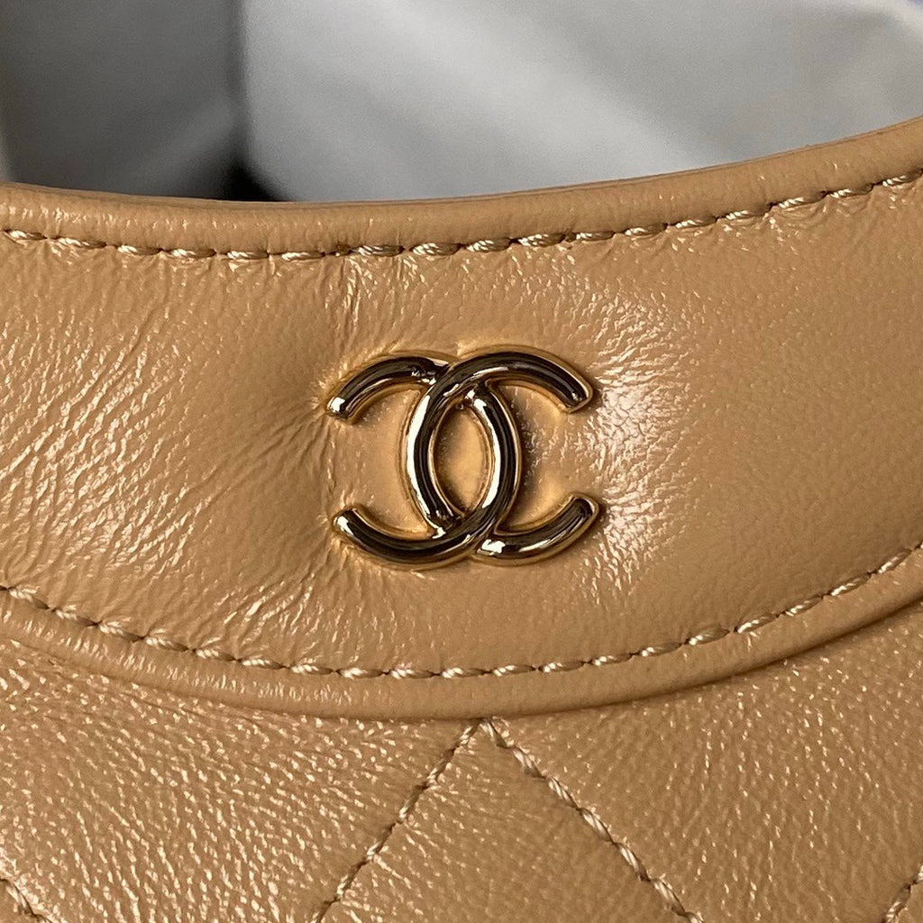 CHANEL 25S TOP HANDLE 20 CM IN DARK BEIGE LAMBSKIN