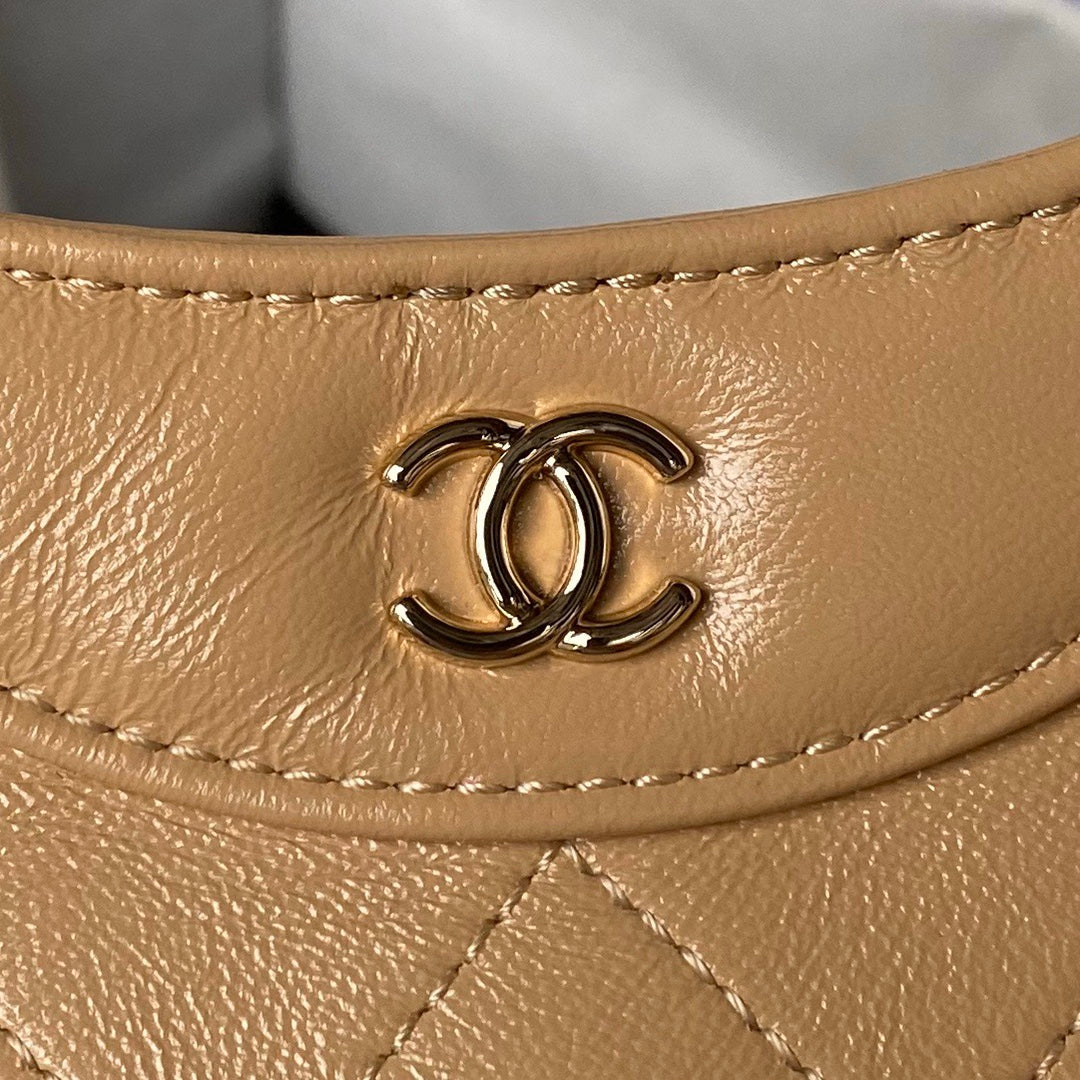 CHANEL 25S TOP HANDLE 20 CM IN DARK BEIGE LAMBSKIN
