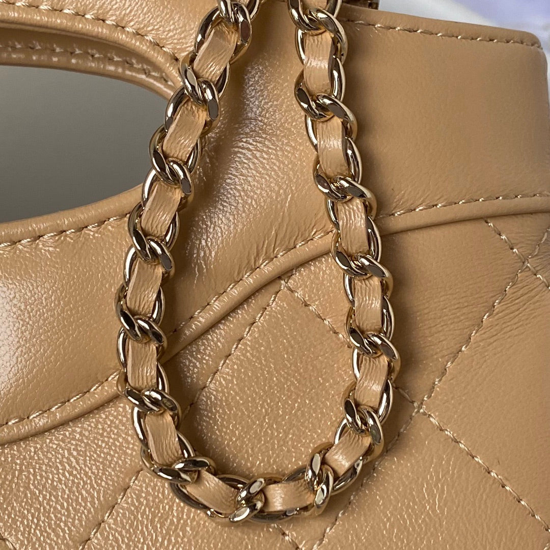 CHANEL 25S TOP HANDLE 20 CM IN DARK BEIGE LAMBSKIN