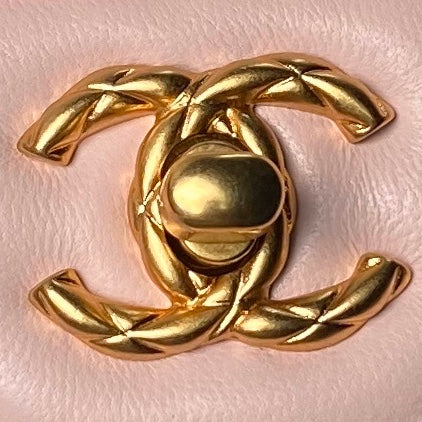 CHANEL 25S FLAP BAG 21 CM IN LIGHT PINK LAMBSKIN WITH TOP HANDLE