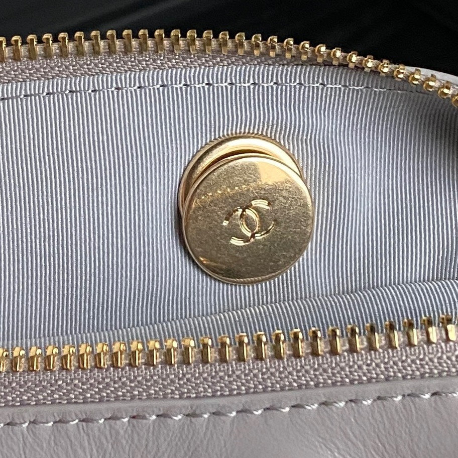 BOWLING BAG 29 IN GREY CALFSKIN GOLD HARDWARE