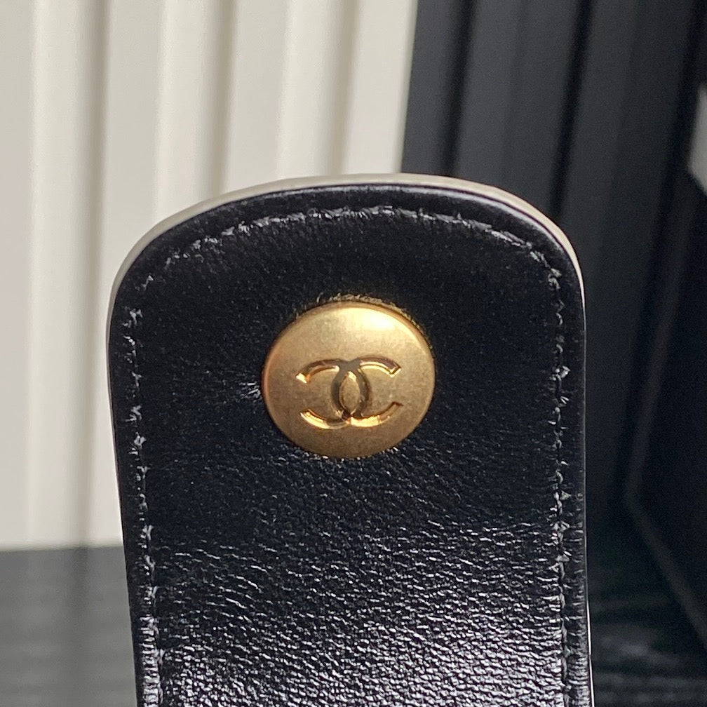 CHANEL 25S HOBO BAG 36 IN GREY SUEDE AND BLACK CALFSKIN WITH GOLD HARDWARE