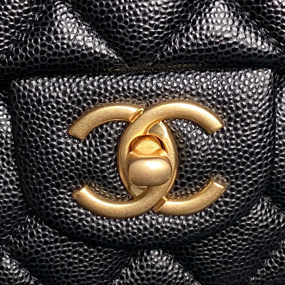 CHANEL 25S FLAP BAG 19 IN BLACK CALFSKIN GOLD HARDWARE
