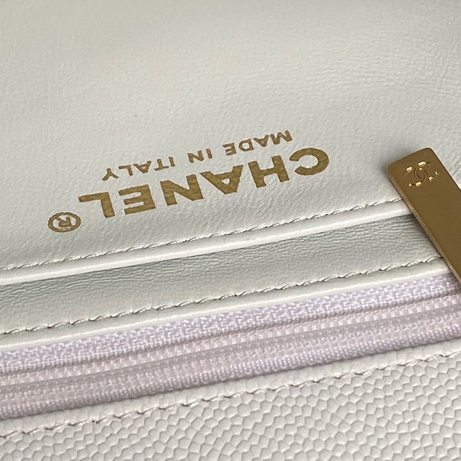 CHANEL 25S FLAP BAG 19 IN WHITE CALFSKIN GOLD HARDWARE