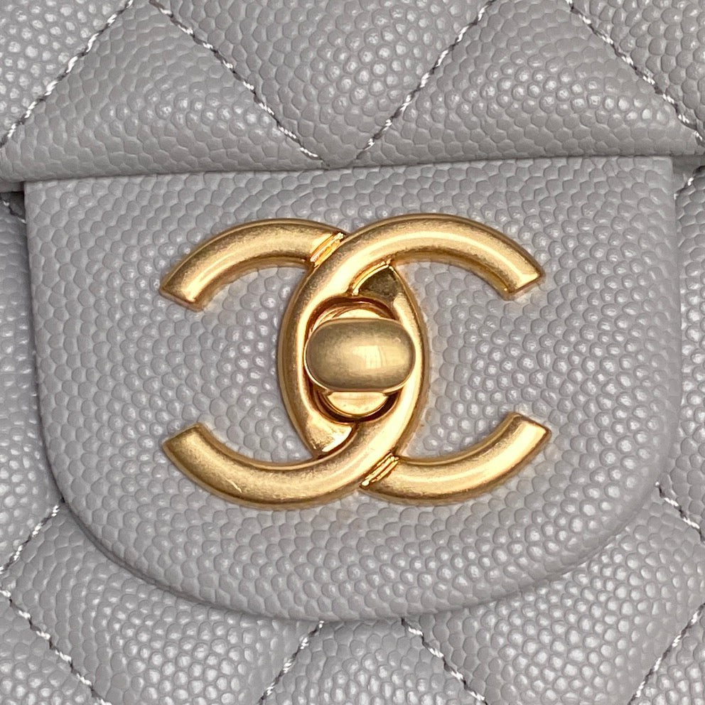 CHANEL 25S FLAP BAG 19 IN CHARCOAL GRAY CALFSKIN GOLD HARDWARE