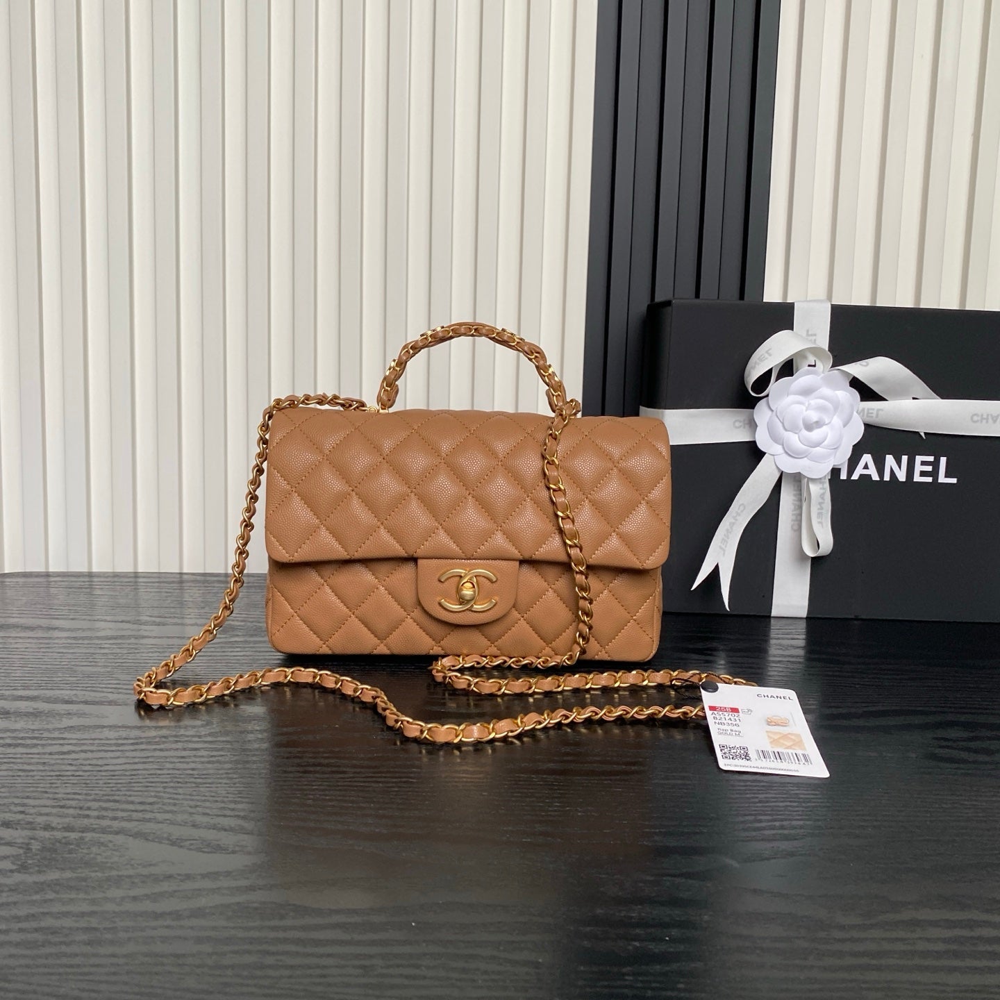 CHANEL 25S FLAP BAG 22 CM IN LIGHT BROWN CAVIAR WITH GOLD HARDWARE