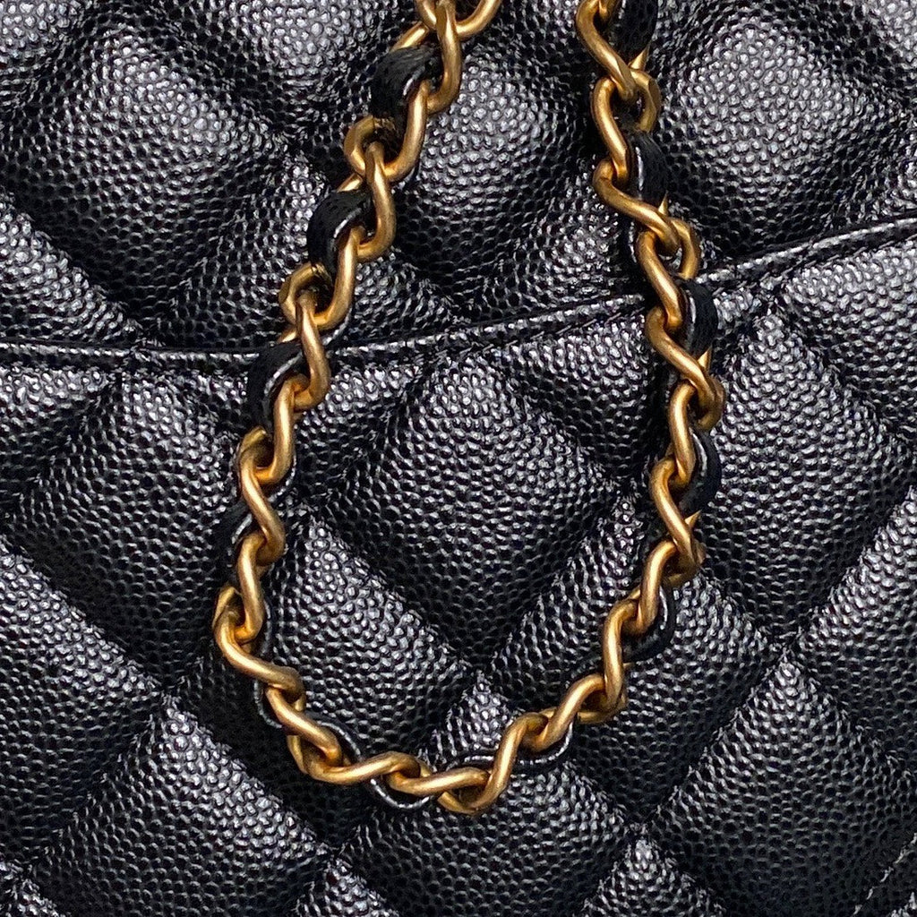 CHANEL 25S FLAP BAG 22 CM IN BLACK CAVIAR WITH GOLD HARDWARE