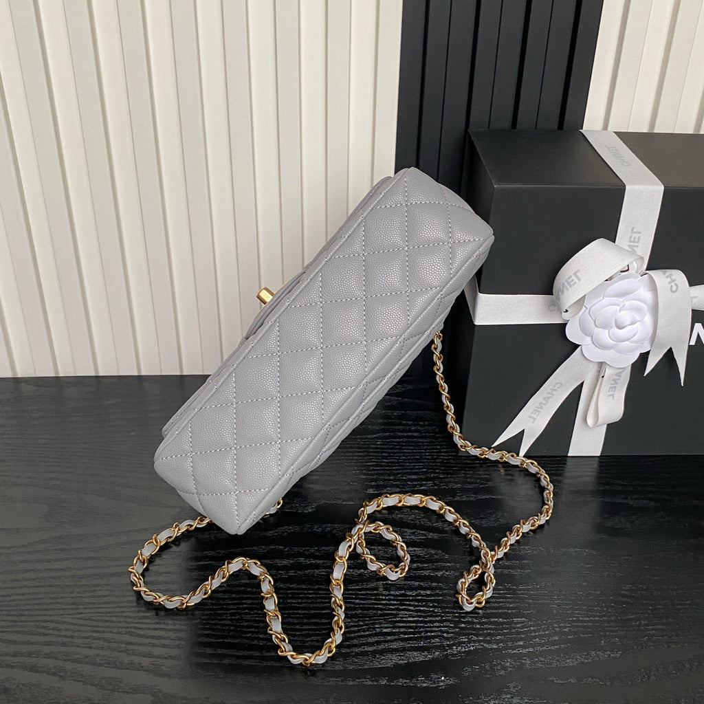 CHANEL 25S FLAP BAG 22 CM IN GREY CAVIAR WITH GOLD HARDWARE