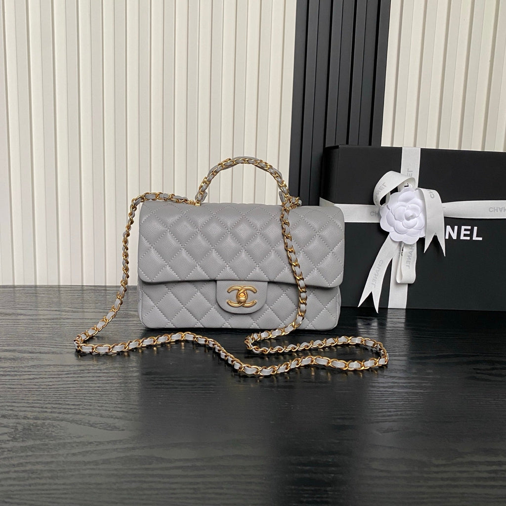 CHANEL 25S FLAP BAG 22 IN CHARCOAL GRAY CALFSKIN GOLD HARDWARE