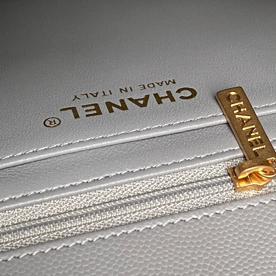 CHANEL 25S FLAP BAG 22 CM IN GREY CAVIAR WITH GOLD HARDWARE