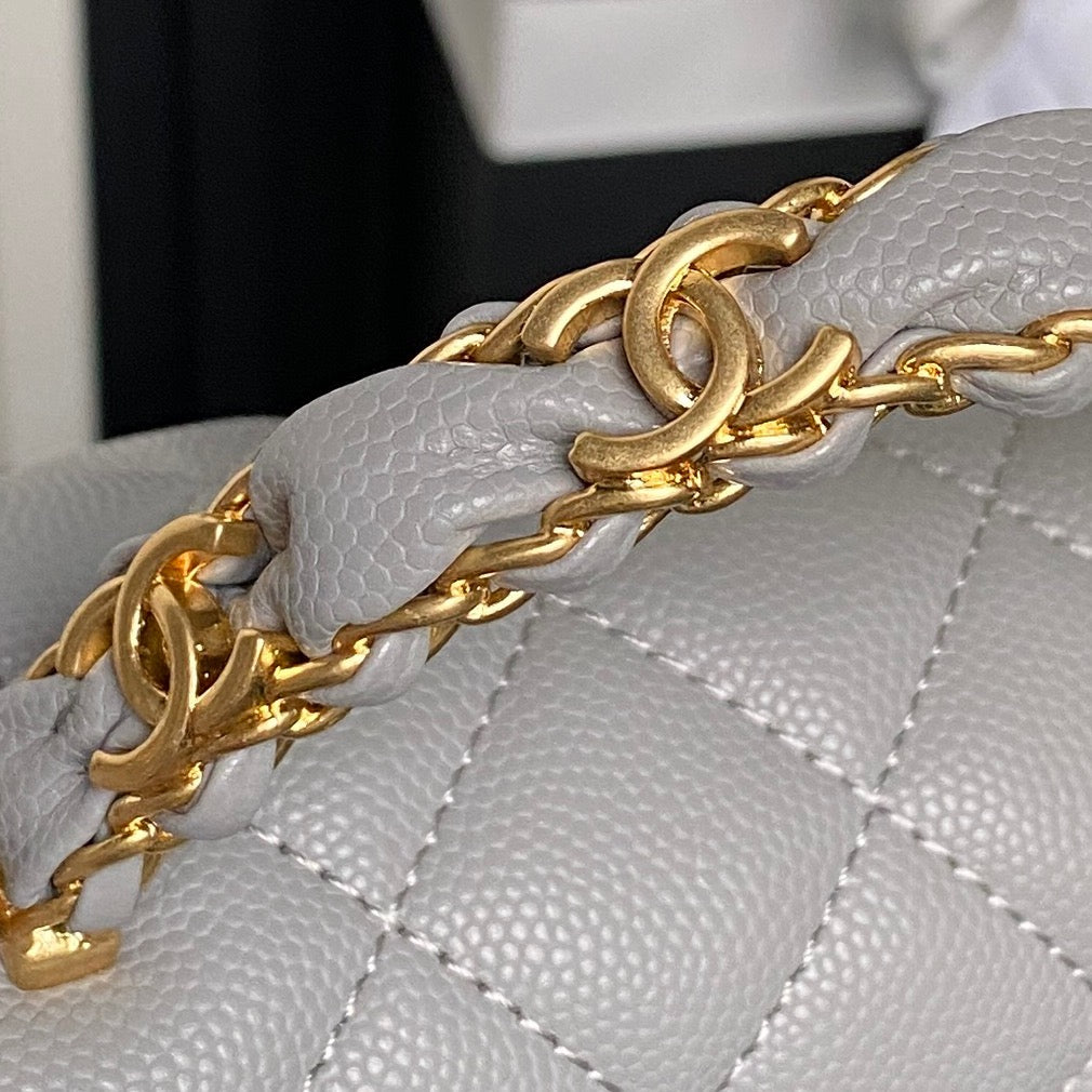 CHANEL 25S FLAP BAG 22 CM IN GREY CAVIAR WITH GOLD HARDWARE