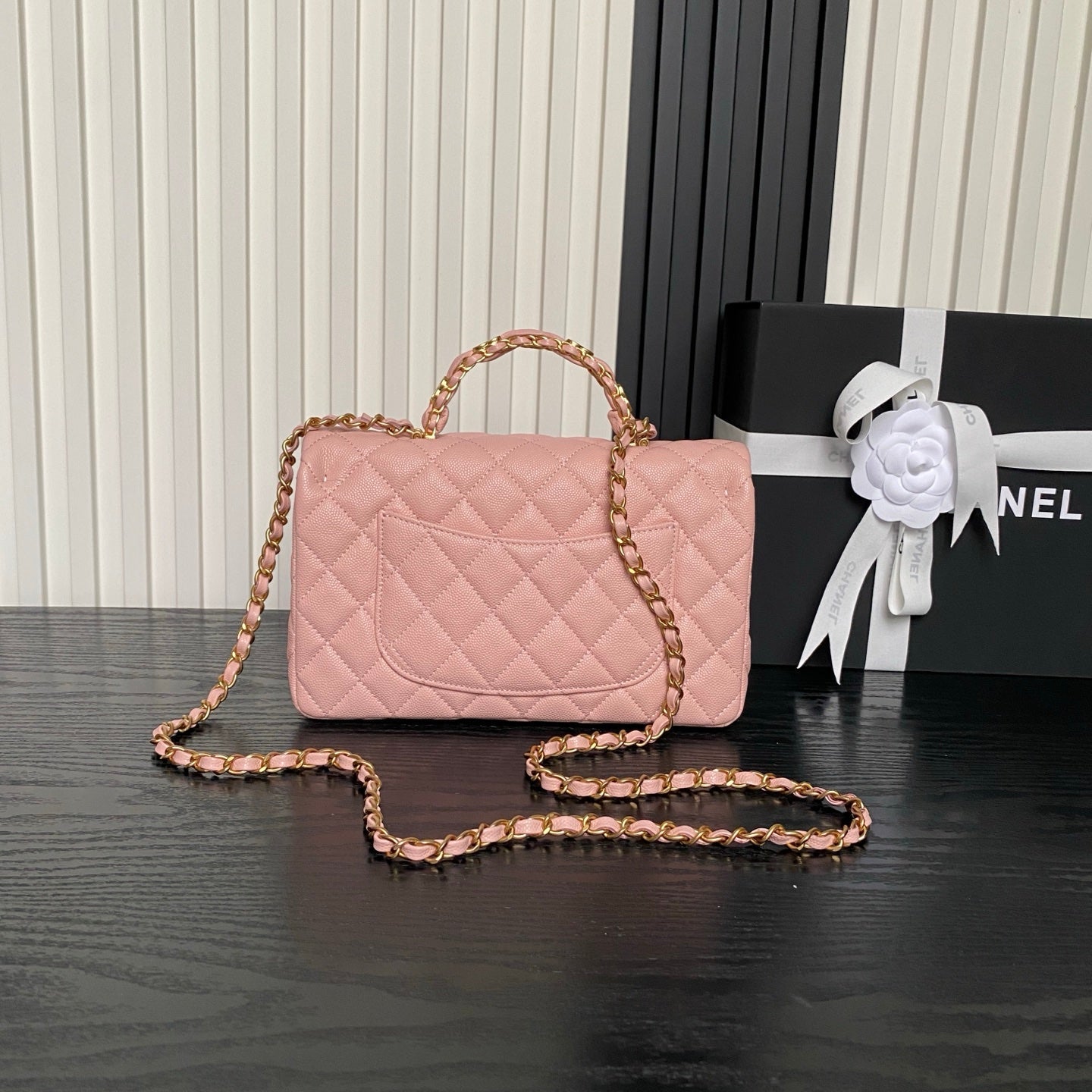 CHANEL 25S FLAP BAG 22 CM IN PINK CAVIAR WITH GOLD HARDWARE