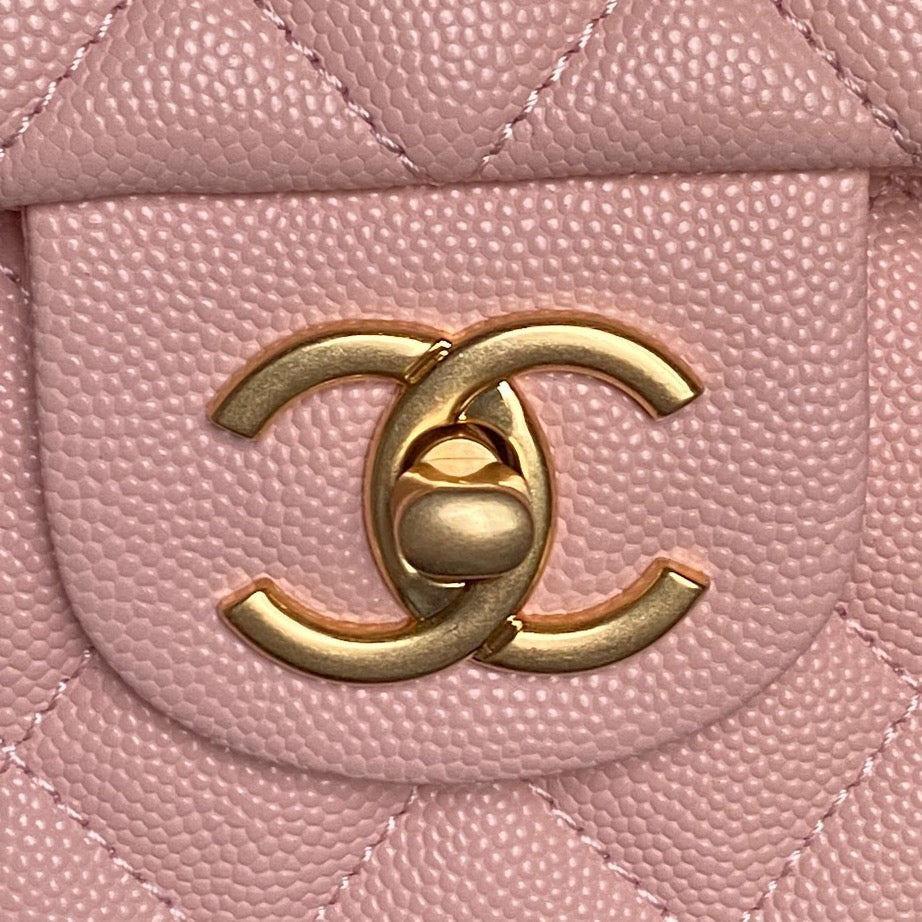 CHANEL 25S FLAP BAG 22 IN PINK CALFSKIN GOLD HARDWARE