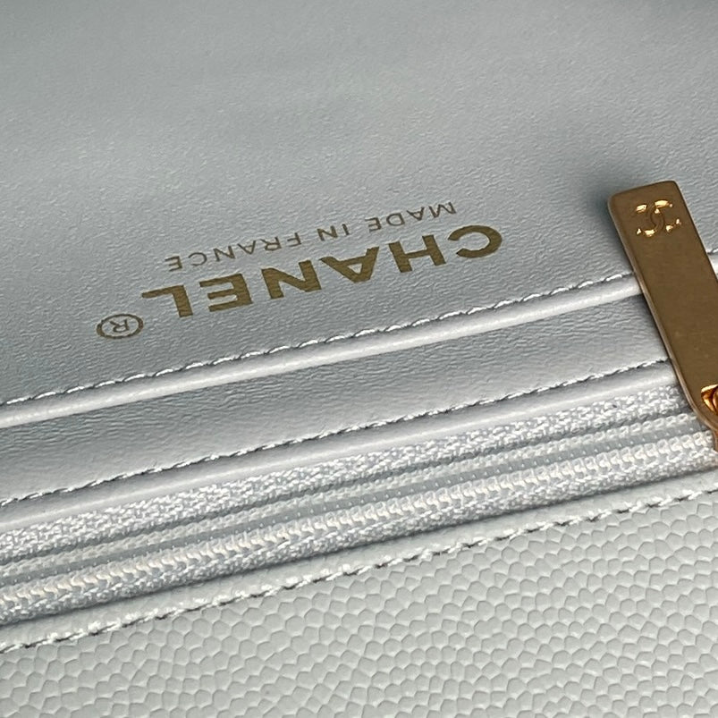 CHANEL 25S FLAP BAG 22 IN LIGHT BLUE CALFSKIN GOLD HARDWARE
