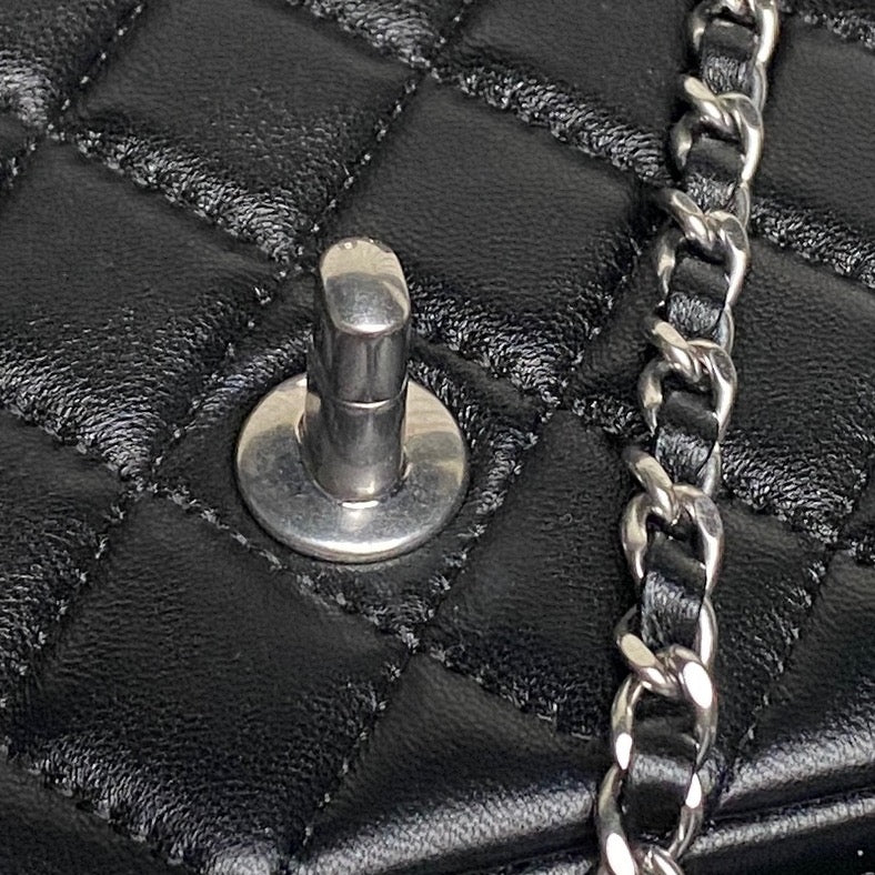 CHANEL 25S FLAP BAG 23 IN BLACK CALFSKIN SILVER HARDWARE