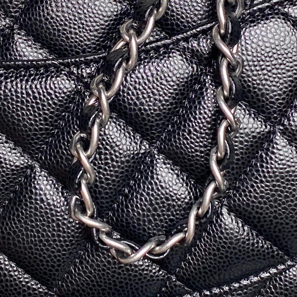 CHANEL 25S FLAP BAG 19 IN BLACK CALFSKIN SILVER HARDWARE