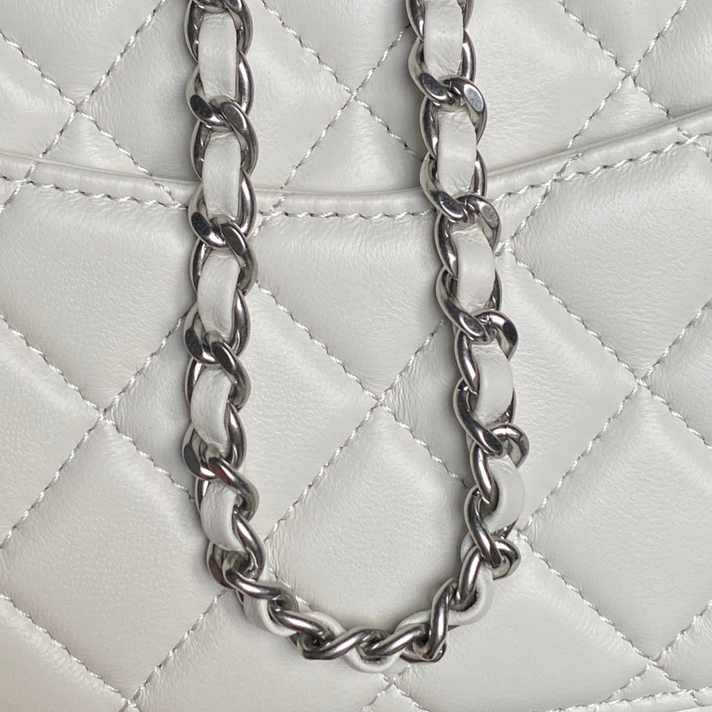 CHANEL 25S MINI FLAP BAG 18 IN WHITE CALFSKIN