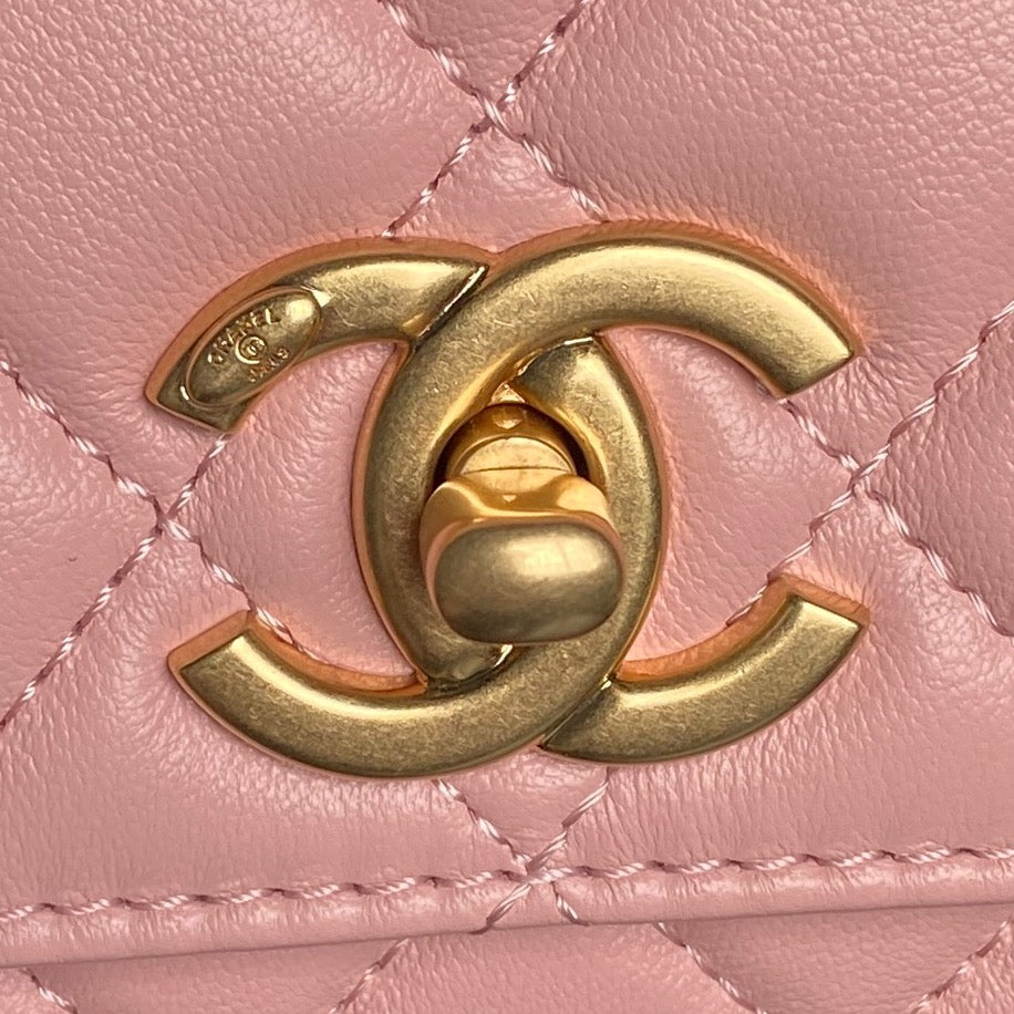 CHANEL 25S CHAIN WALLET 19 IN PINK LAMBSKIN GOLD HARDWARE