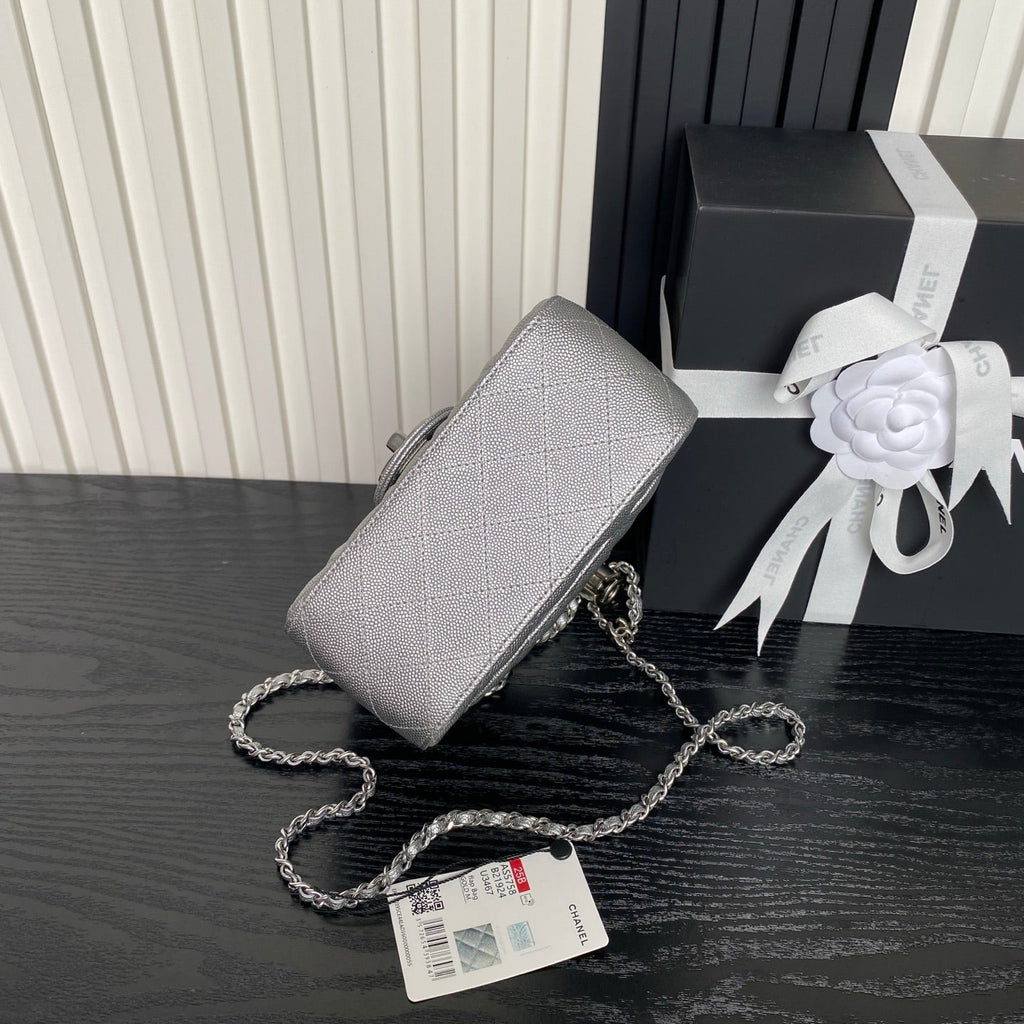 CHANEL 25S MINI FLAP BAG 18 IN DARK GRAY CALFSKIN