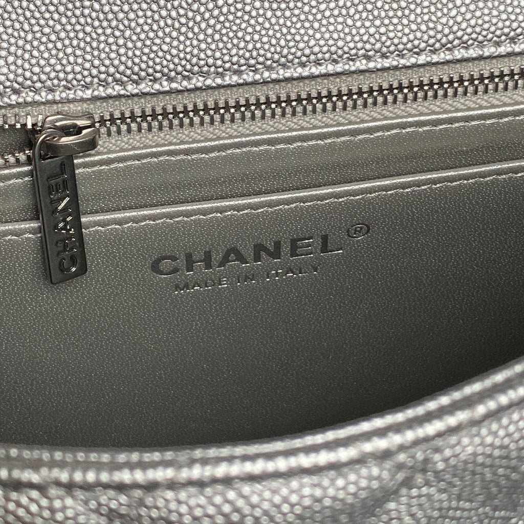 CHANEL 25S FLAP BAG 23 IN DARK GRAY CALFSKIN SILVER HARDWARE