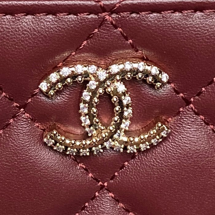 CHANEL 25S VANITY BAG 17 IN DARK RED LAMBSKIN WITH GOLD HARDWARE