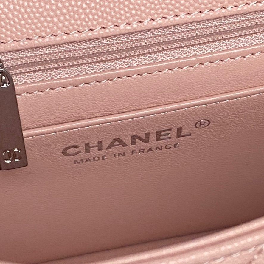 CHANEL 25S FLAP BAG 19 IN LIGHT PINK CALFSKIN SILVER HARDWARE
