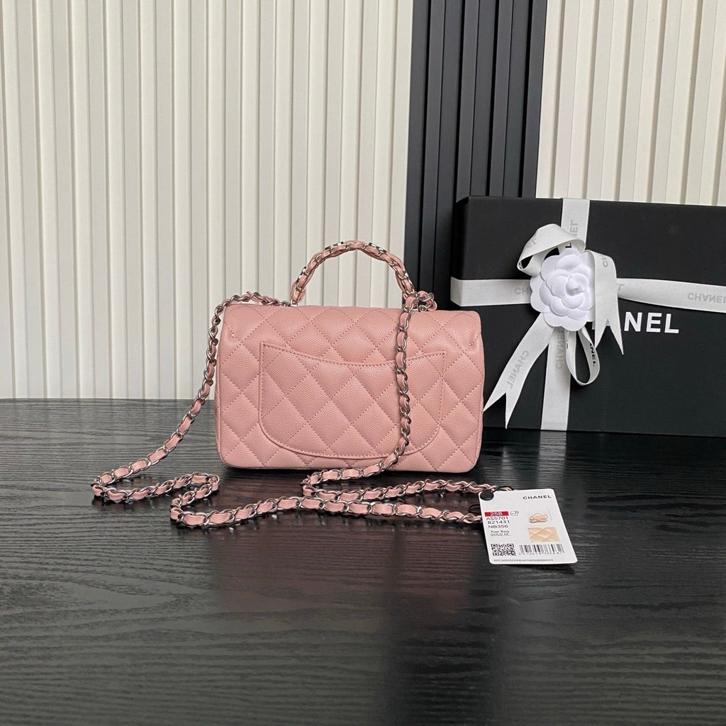 CHANEL 25S FLAP BAG 19 IN LIGHT PINK CALFSKIN SILVER HARDWARE