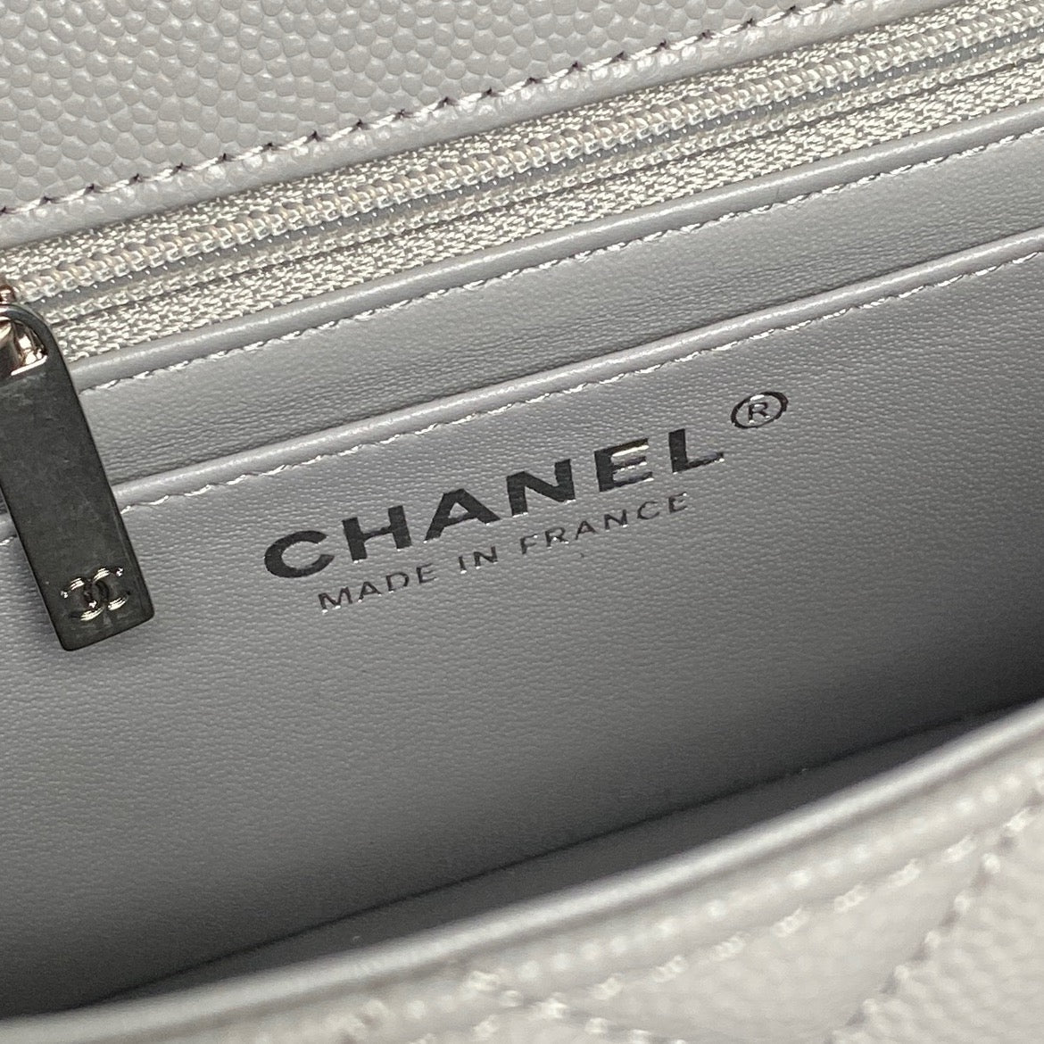 CHANEL 25S FLAP BAG 19 IN CHARCOAL GRAY CALFSKIN SILVER HARDWARE