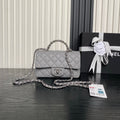 CHANEL 25S FLAP BAG 19 IN CHARCOAL GRAY CALFSKIN SILVER HARDWARE