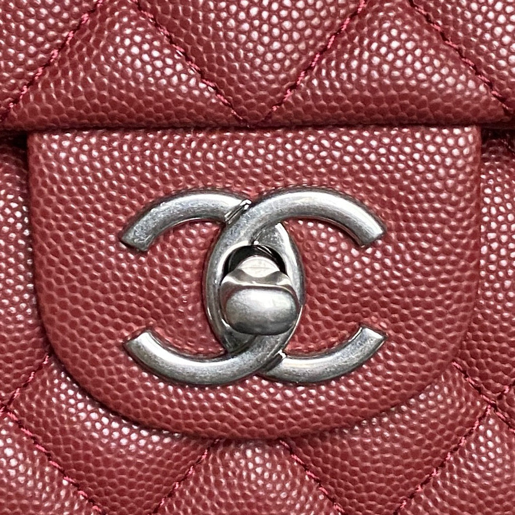 CHANEL 25S FLAP BAG 22 IN BURGUNDY CALFSKIN SILVER HARDWARE