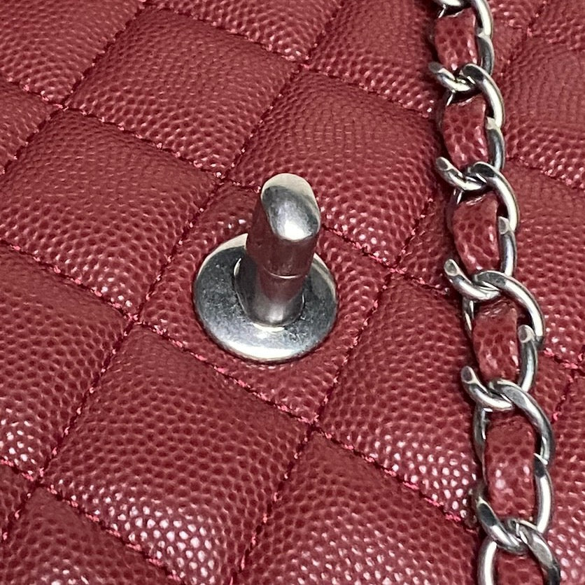 CHANEL 25S FLAP BAG 22 IN BURGUNDY CALFSKIN SILVER HARDWARE