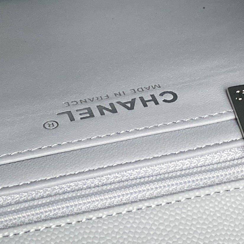 CHANEL 25S FLAP BAG 22 IN SLATE BLUE CALFSKIN SILVER HARDWARE