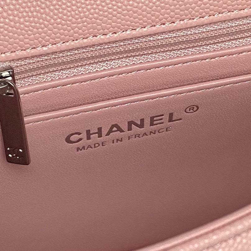 CHANEL 25S FLAP BAG 22 IN PINK CALFSKIN SILVER HARDWARE