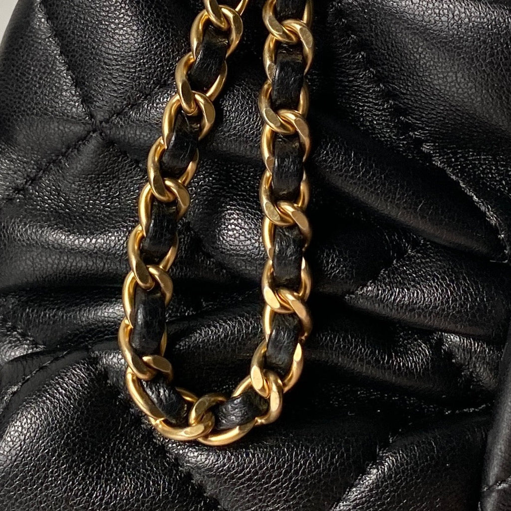 CHANEL 25S BOW BAG 26 IN BLACK LAMBSKIN WITH GOLD HARDWARE