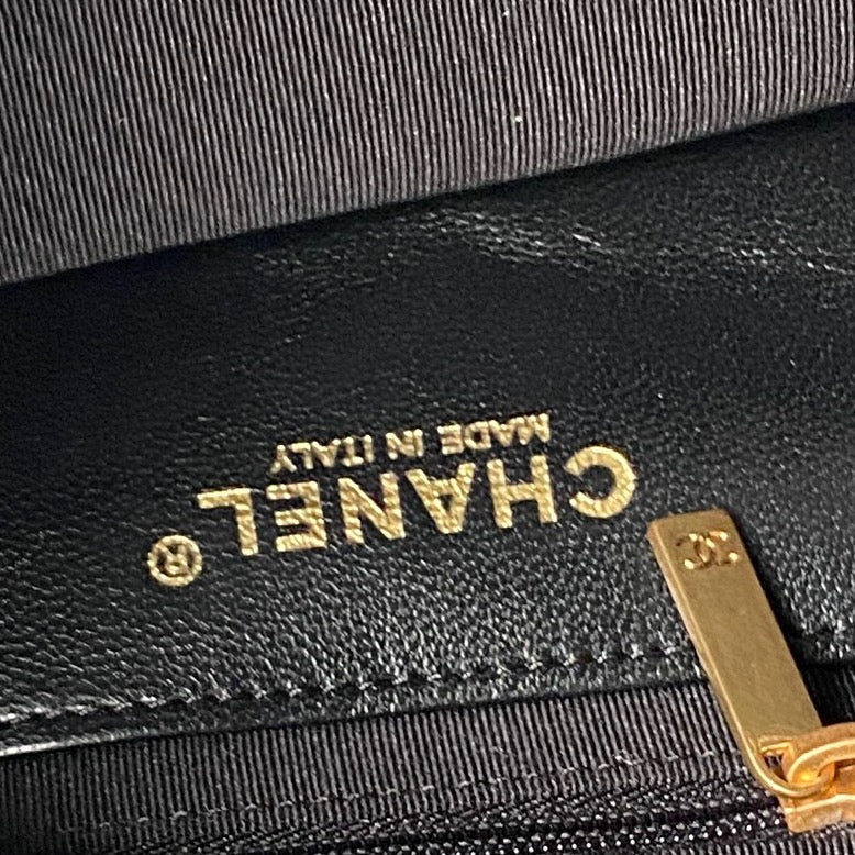 CHANEL 25S BOW BAG 38 IN BLACK LAMBSKIN WITH GOLD HARDWARE