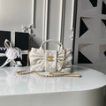 CHANEL 25S  MINI BOW BAG 26 IN CREAM WHITE LAMBSKIN WITH GOLD HARDWARE
