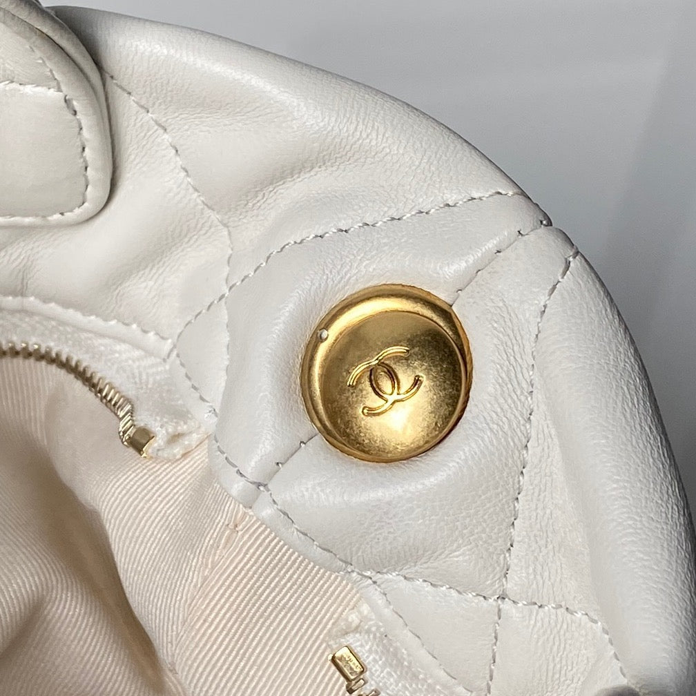 CHANEL 25S MINI BOW BAG 26 IN CREAM WHITE LAMBSKIN WITH GOLD HARDWARE