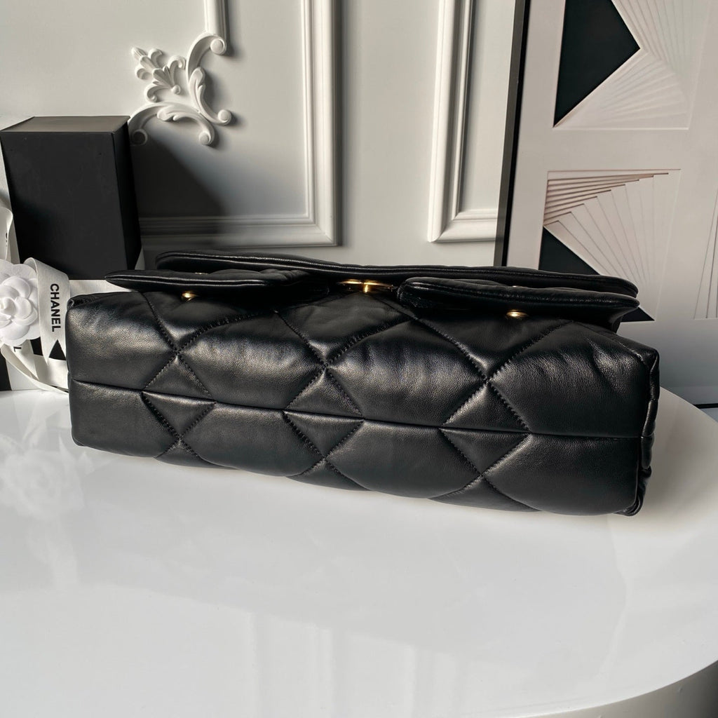 CHANEL 25S FLAP BAG 45 IN BLACK LAMBSKIN WITH GOLD HARDWARE