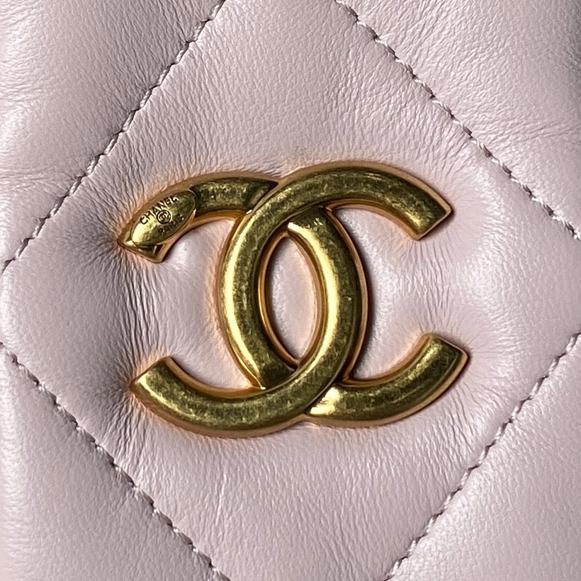 CHANEL 25S MINI BOW BAG 26 IN PINK LAMBSKIN WITH GOLD HARDWARE