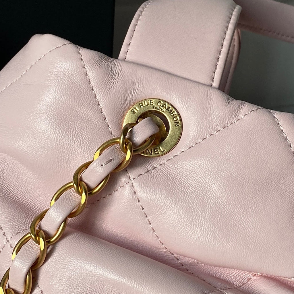 CHANEL 25S BOW BAG 38 IN PINK LAMBSKIN WITH GOLD HARDWARE