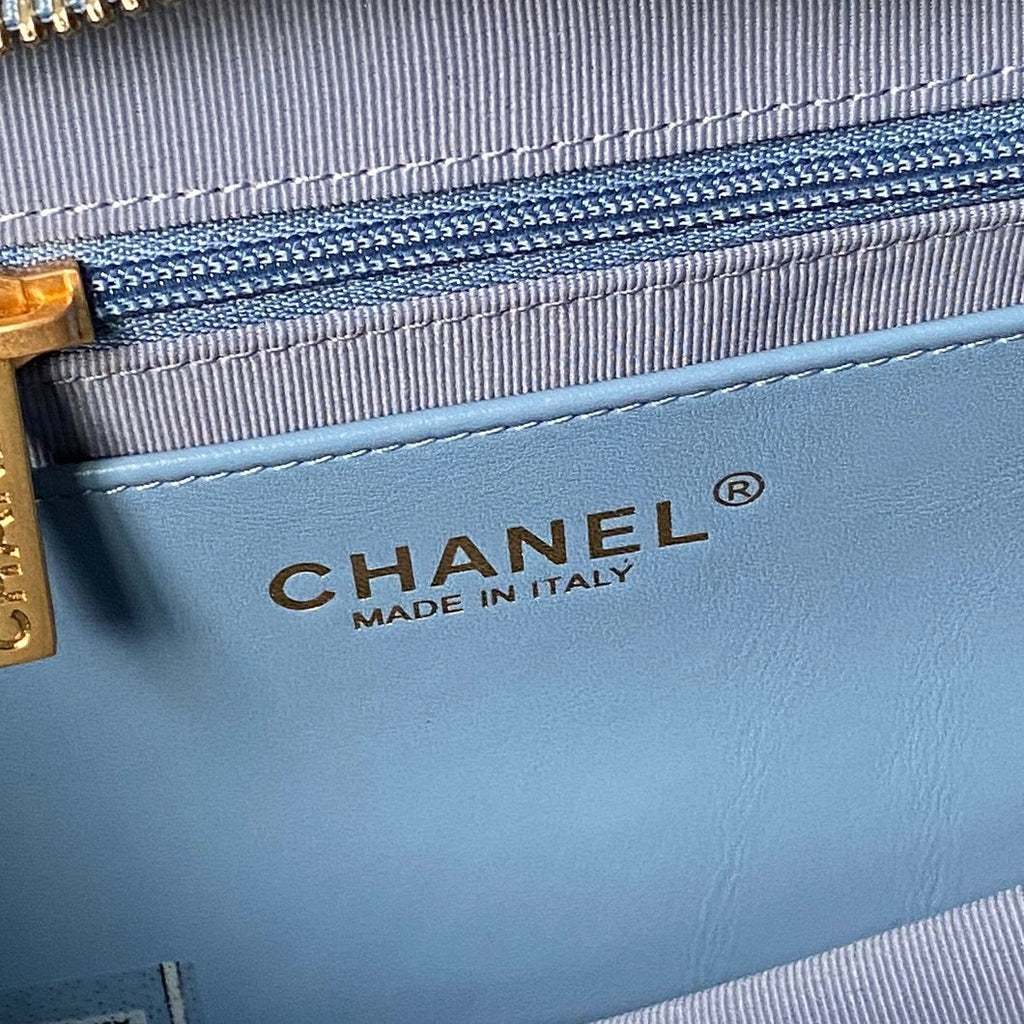 CHANEL 25S BOW BAG 38 IN DARK BLUE DENIM WITH GOLD HARDWARE