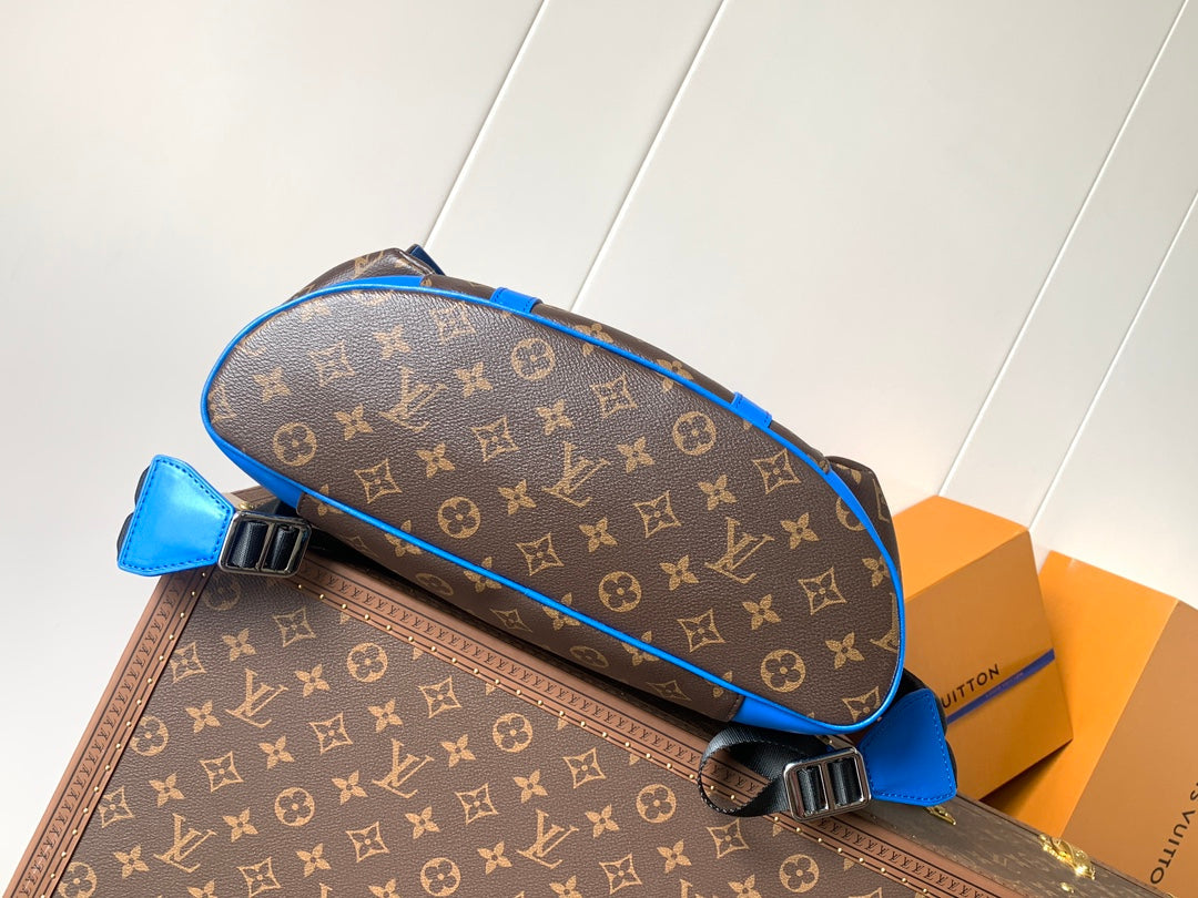 LV 25S CHRISTOPHER BACKPACK 48 IN BROWN AND PERSIAN BLUE CANVAS MONOGRAM