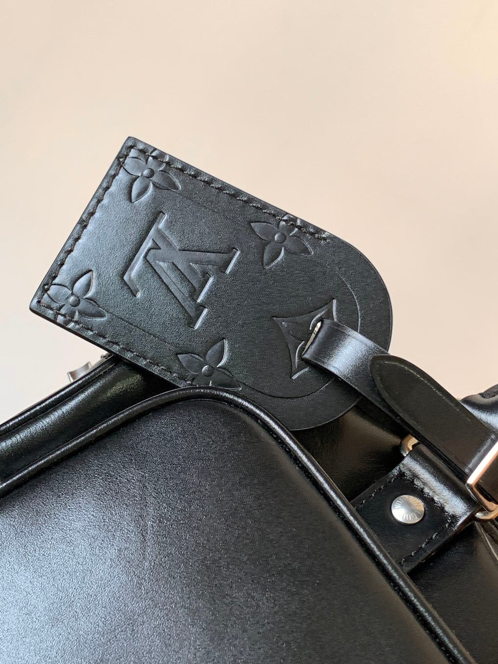 LV 25S KEEPALL CARGO BANDOULIÈRE 25 IN BLACK CALFSKIN SILVER HARDWARE