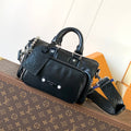 LV 25S KEEPALL CARGO BANDOULIÈRE 25 IN BLACK CALFSKIN SILVER HARDWARE
