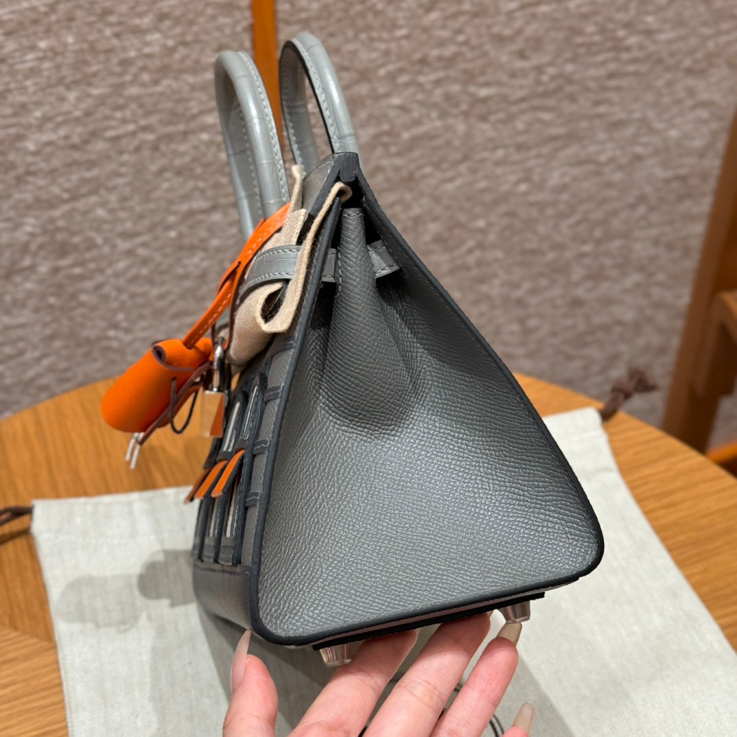 BIRKIN FAUBOURG TOUCH 20 IN DOVE GRAY CALFSKIN WITH SILVER HARDWARE