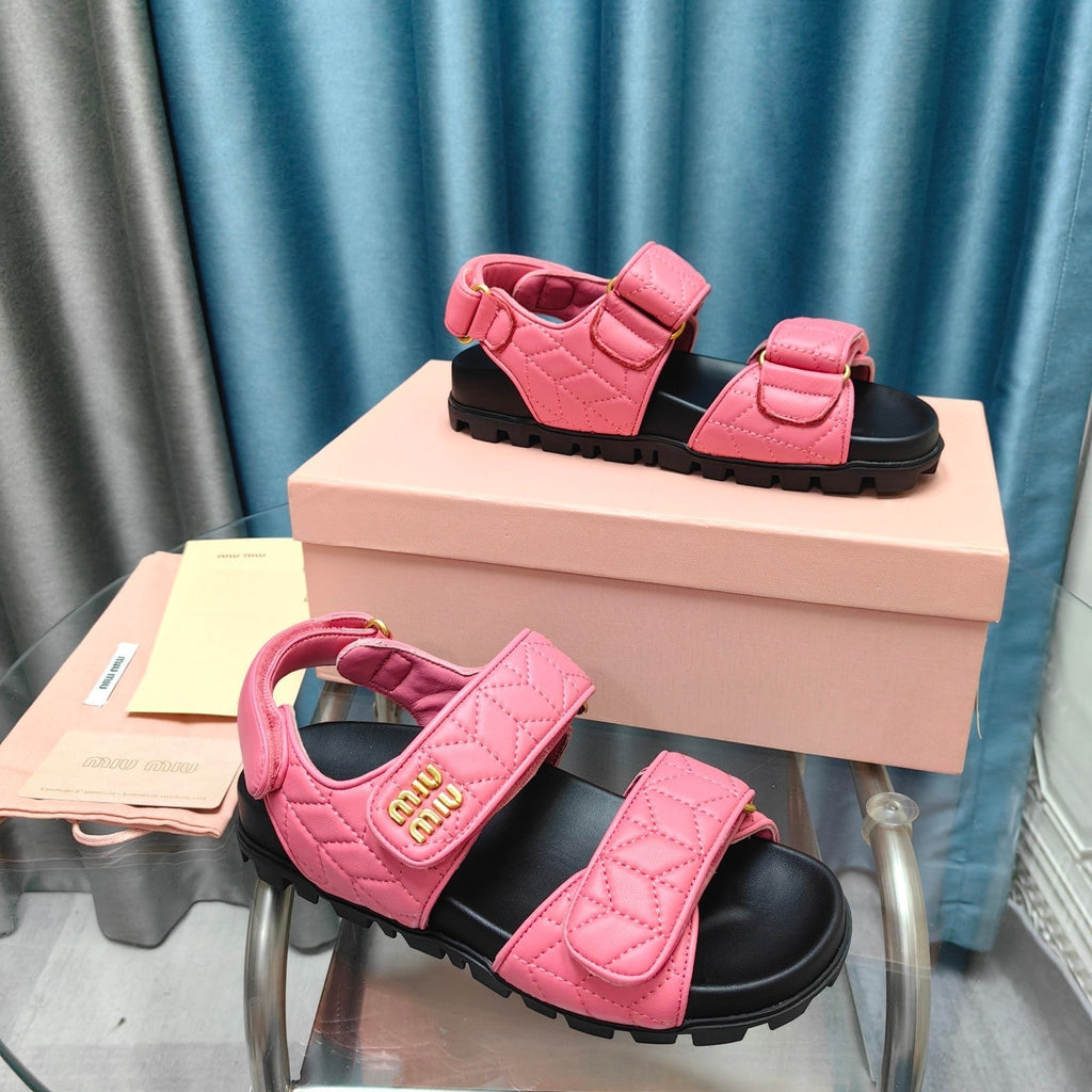 SANDALS BLACK MIX PINK SHEEPSKIN WITH HORIZONTAL STRAPS