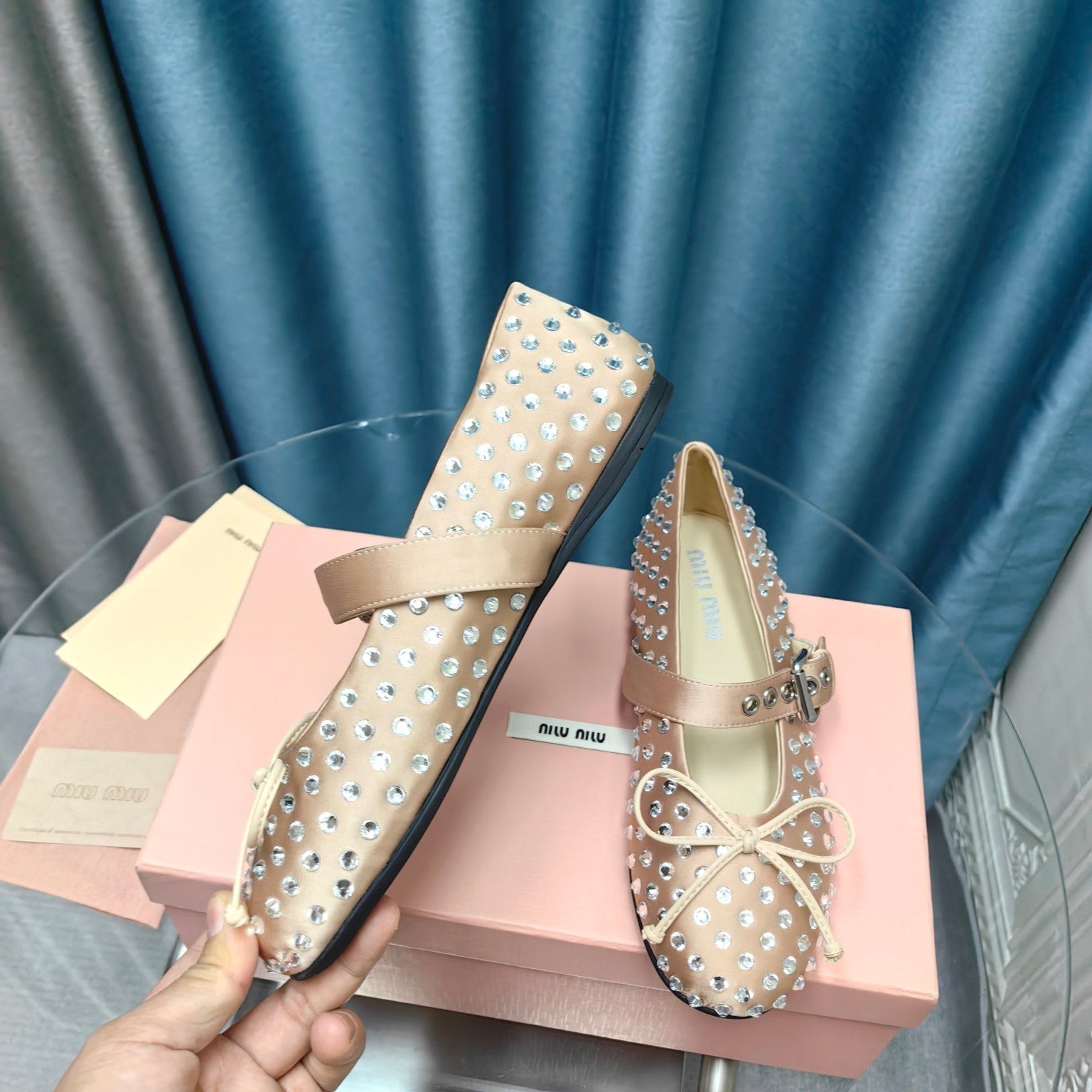 MARY JANE SHOES METALLIC GOLD COWHIDE WITH DIAMOND