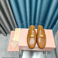 MULES SLIPPERS CARAMEL COWHIDE WITH GOLD COIN