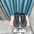 FLIP-FLOPS SANDAL BLACK SHEEPSKIN WITH BLACK STRAP