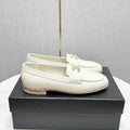 CC LOAFER 25S IN WHITE LAMBSKIN WITH GOLD HARDWARE